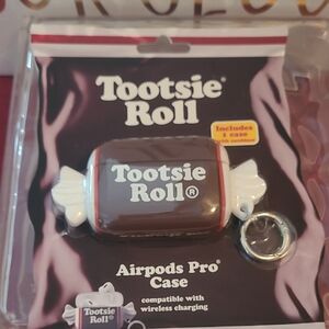 Brown and White AirPods Pro Case with Keychain Attachment